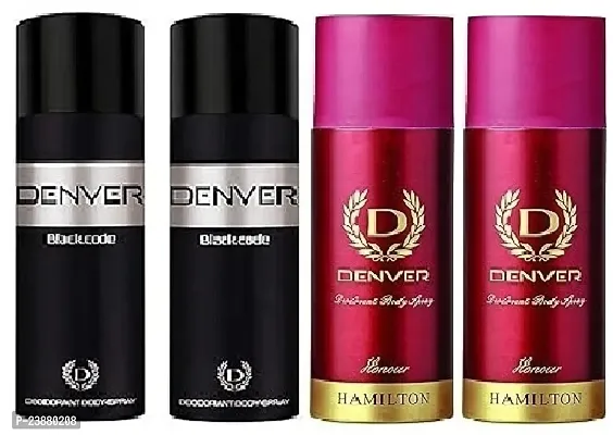 Denver black code 50ml 2pics  honour 50ml 2pics Body Deodorant Spray - For Men -women ( 200ml,pack of 4)