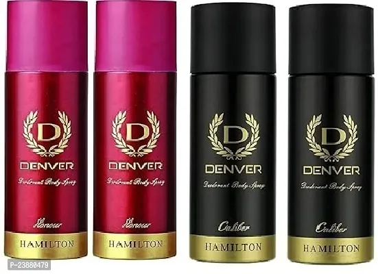 Denver honour 50ml 2 pics  caliber 50ml 2pics  Body Deodorant Spray - For Men-women ( 200ml,pack of 4)