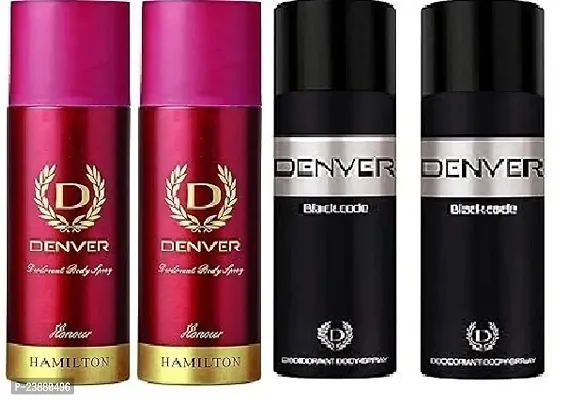 Denver honour 50ml 2pics  black code 50ml 2pics Body Deodorant Spray - For Men-women (200ml,pack of 4)