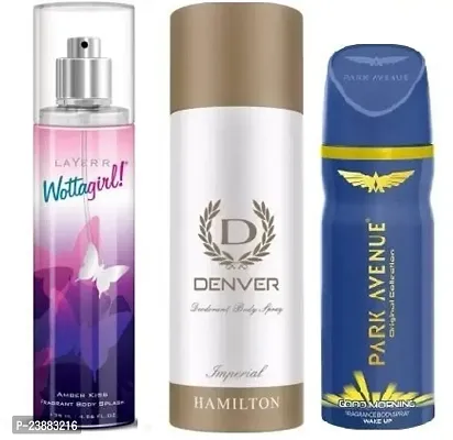 wottagirl amber kiss 60ml denver imperial 50ml park avenue good morning 40ml- Deodorant Body Spray Deodorant Spray - For Men-women-thumb0