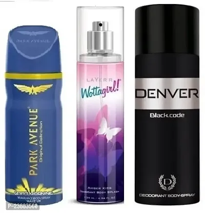 Park avenue good morning 40ml wottagirl amber kiss 60ml denver black code 50ml-Deodorant Body Spray Deodorant Spray - For Men-women-thumb0