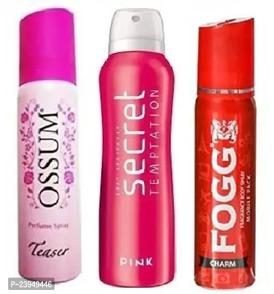 OSSUM TEASER 25ML SECRET PINK 50ML FOGG CHARM 25ML -Deodorant Spray - For Men  Women-thumb0