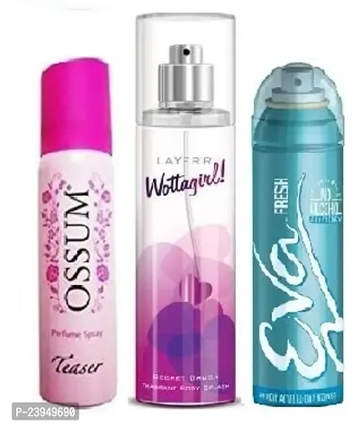 OSSUMTEASER 25ML WOTTAGIRL SECRET CURSH 60ML EVA FRESH 40ML-Deodorant Spray - For Men  Women-thumb0