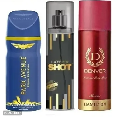 PARK NAVENU GOOD MORNING 40ML LAYER,R SHOT ICONIC 50 ML DENVER HONOUR -Deodorant Spray - For Men  Women-thumb0