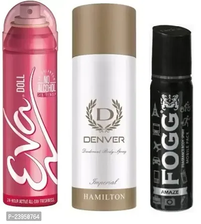 EVA DOLL 40ML DENVER IMPERIAL 50ML FOG AMAZE 25ML-Deodorant Spray - For Men  Women