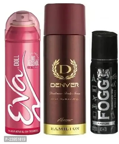 EVA DOLL 40ML DENVER HONOUR 50ML FOGG AMAZE 25ML-Deodorant Spray - For Men  Women