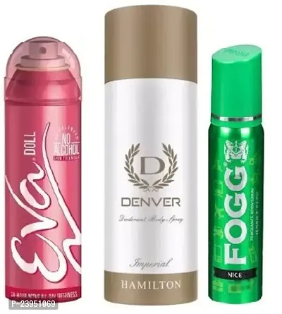 EVA DOLL 40ML DENVER IMPERIAL 50ML FOGG NICE 25ML-Deodorant Spray - For Men  Women