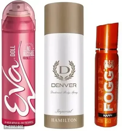 EVA DOLL 40ML DENVER IMPERIAL 50ML FOGG HAPPY 25ML-Deodorant Spray - For Men  Women-thumb0