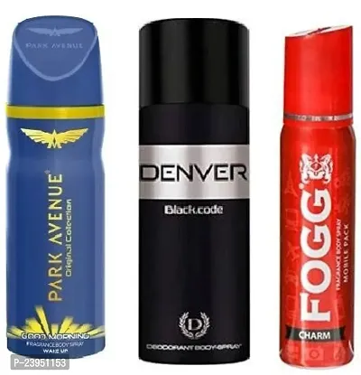 PARK AVENUE GOOD MORNING 40ML DENVER BLACK CODE 50ML FOGG CHARM 25ML-Deodorant Spray - For Men  Women-thumb0