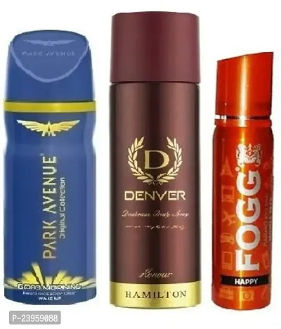 GOOD MORNING 40ML DENVER HONOUR 50ML FOGG HAPPY 25ML-Deodorant Spray - For Men  Women