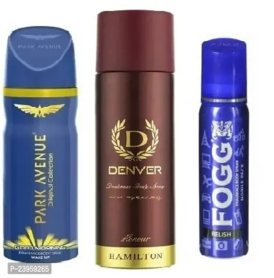 PARK AVENUE GOOD MORNING 40ML DENVER HONOUR 50ML FOGG RELISH 25ML-Deodorant Spray - For Men  Women-thumb0