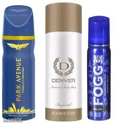 PARK AVENUE GOOD MORNING 40ML DENVER IMPERIAL 50ML FOGG RELISH 25ML-Deodorant Spray - For Men  Women-thumb0