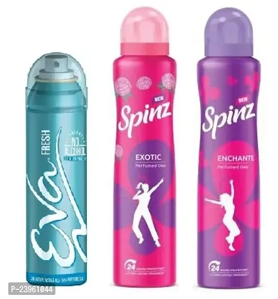 Eva Fresh 40ml Spinz Exotic 50ml  Enchante 50ml  Perfumed freshness  Deodrants For Women( 140ml pack of 3)-thumb0