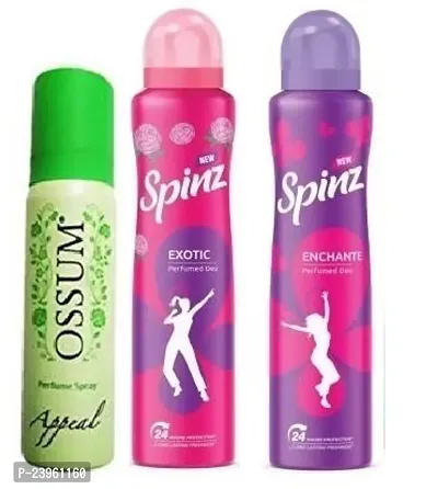 OSSUM appeal 25ml Spinz Exotic 50ml   Enchante50ml  Perfumed freshnes Deodrants For Women