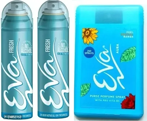 EVA FRESH 40ML + 40ML - AURA 18ML -Deodorant Spray - For Women ( 98ML,PACK OF 3)