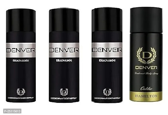 denver black code 50ml 3picse  caliber 50ml -Deodorant Spray - For Men  (  200ml ) pack of 4