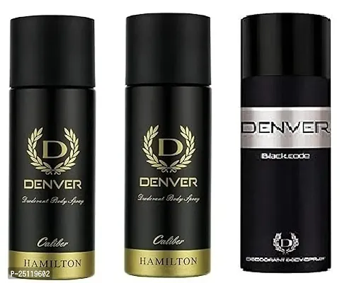 denver caliber 50ml 2picse  black code 50ml -Deodorant Spray - For Men  ( 150ml ) pack of 3-thumb0