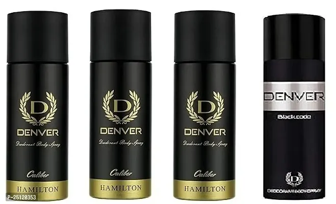 denver caliber 50ml 3picse  black code 50ml _Deodorant Spray - For Men  ( 200ml) pack of 4-thumb0