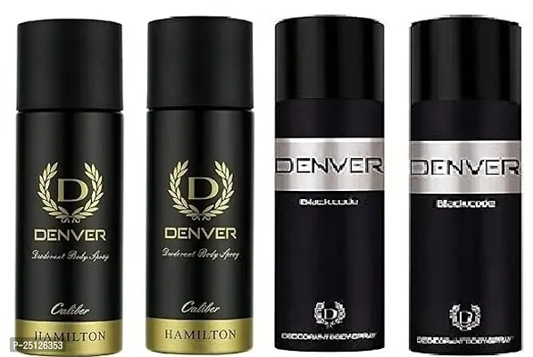 Denver caliber  50ml 2 Piece black code 50ml 2 Piece Deodorant Spray For Men ( 200ml ) pack of 4