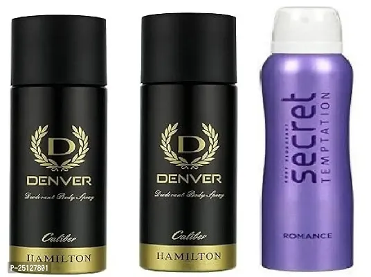 Denver caliber 50ml 2piece secret romance 50ml Deodorant Spray For Men 150ml Pack of 3-thumb0