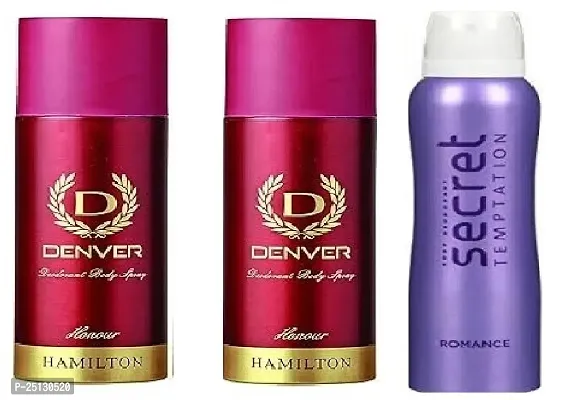 DENVER HONOUR 50ML -2PICSE -SECRET ROMANCE 50ML -Deodorant Spray - For Men  ( 150ML) PACK OF 3-thumb0