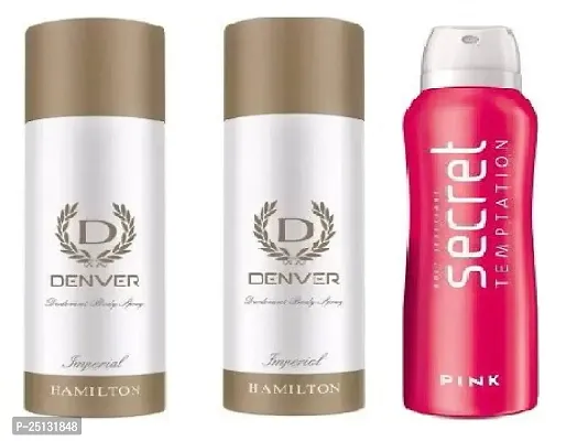 denver imperial 50ml 2picse  secret pink 50ml- Deodorant Spray - For Men ( 150ml ) pack of 3