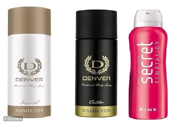 denver imperial 50ml caliber 50ml -secret pink 50ml- Deodorant Spray - For Men ( 150ml ) pack of 3