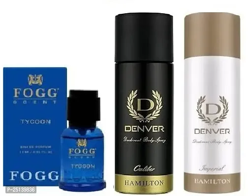 FOGG TYCOON 15ML  DENVER CALIBER 50ML -IMPERIAL 50ML- Deodorant Spray - For Men  ( 115 ) PACK OF 3