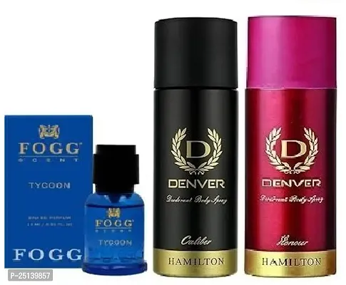 FOOG TYCOON 15ML  DENVER CALIBER 50ML-HONOUR 50ML- Deodorant Spray - For Men  ( 115ML ) PACK OF 3