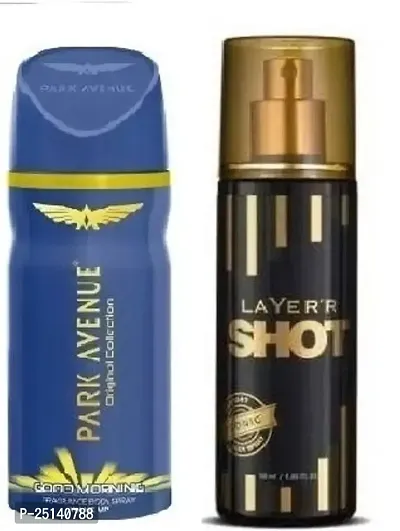 park avenue good morning 40ml- layer'r shot iconic 50ml-( Deodorant Spray - For Men ( 90) pack of 2-thumb0