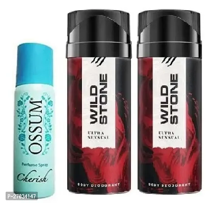 cherish 25ml 1p- wild stone  ultra sensual 40ml 2p-Deodorant Spray - For Men  women ( pack of 3 )-thumb0