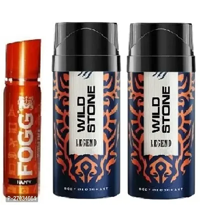 Fogg  Happy 25ml  wild stone legend 40ml 2p -Deodorant Spray - For Men  women ( pack of 3)