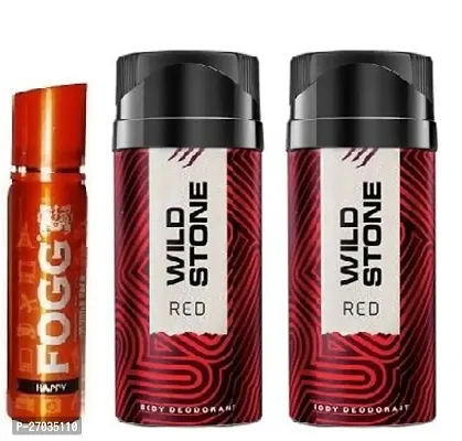 fogg happy 25ml 1p  wild stone red 40ml 2 pics -Deodorant Spray - For Men  women ( pack of 3 )
