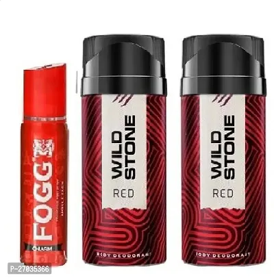 fogg charm 25ml 1pics   wild stone red 40ml 2 pics -Deodorant Spray - For Men  women ( pack of 3 )