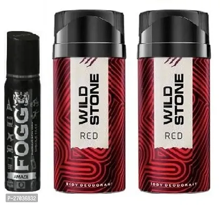 fogg amaze 25ml 1 pics  wild stone red 40ml 2 pics -Deodorant Spray - For Men  women ( pack of 3 )-thumb0