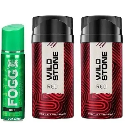 FOGG NICE 25ML 1 PICS  WILD STONE RED 40ML 2 PICS -Deodorant Spray - For Men  WOMEN (PACK OF 3 )-thumb0