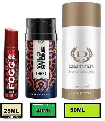 FOGG DASH 25ML  WILD STONE LEGEND 40ML -IMPERIAL 50ML-Pocket Perfume - For Men  Women  ( PACK OF 3 )