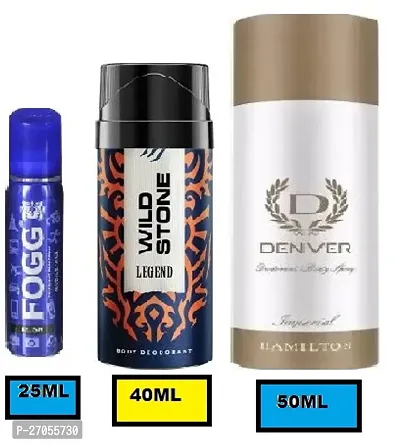 FOGG RELISH 25ML * WILD STONE LEGEND 40ML -IMPERIAL 50ML-Pocket Perfume - For Men  Women  ( PACK OF 3 )