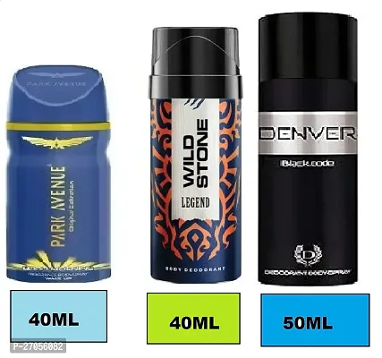 GOOD MORNING 40ML   WILD LEGEND 40ML -BLACK CODE 50ML-Deodorant Spray - For Unisex( PACK OF 3 )-thumb0