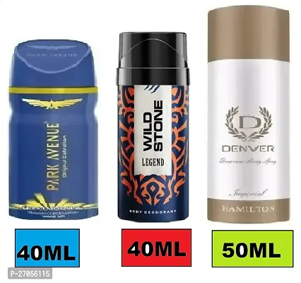 GOOD MORNING 40ML  WILD STONE LEGEND 40ML -IMPERIAL 50ML-Deodorant Spray - For Unisex( PACK OF 3 )-thumb0