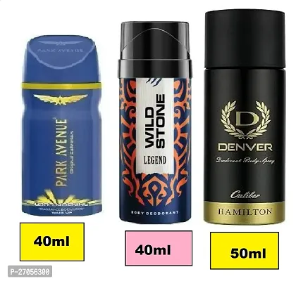 Good morning 40ml  wild stone legend 40ml -caliber 50ml-Deodorant Spray - For Unisex( pack of 3 )-thumb0