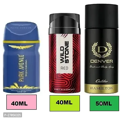 good morning 40ml  wild stone red 40ml -caliber 50ml-Deodorant Spray - For Unisex( pack of 3 )-thumb0