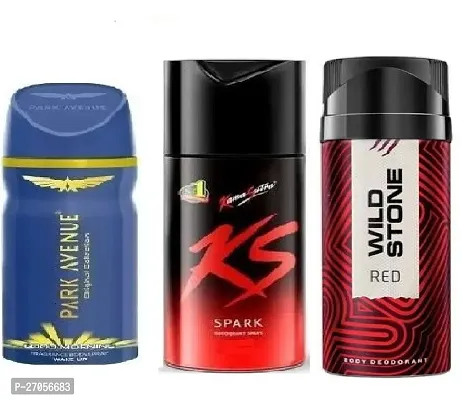 good morning 40ml  ks,spark  45ml,wild stone red 40ml-Deodorant Spray - For Unisex( pack of 3 )-thumb0