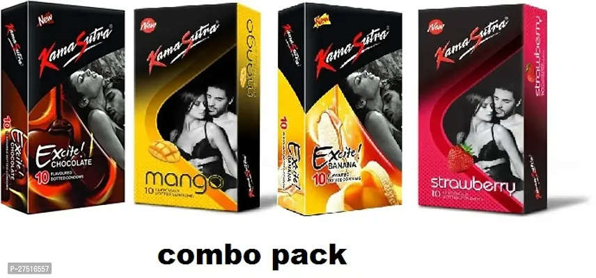 KAMASUTRA CHOCOLATE ,MANGO,BANANA,STRWBERRY - Flavour Condom  ( PACK OF 4-40 SHEETS )