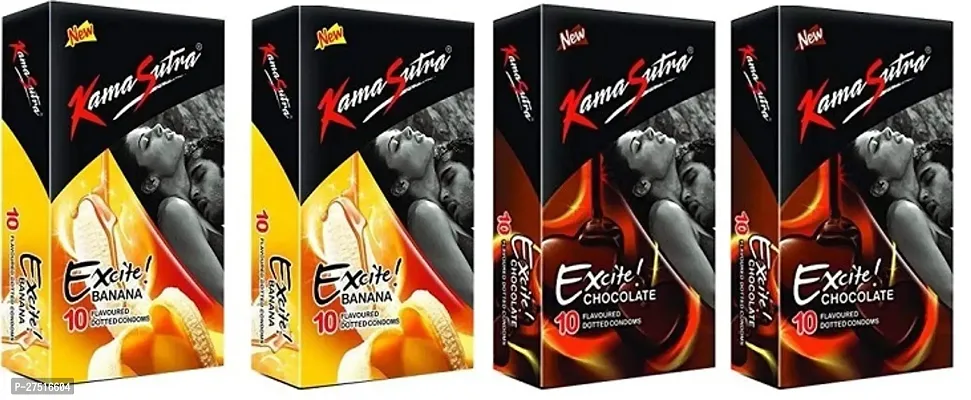 kamasutra banana  chocolate - Flavour Condom  ( pack of 4 -40 sheets )-thumb0