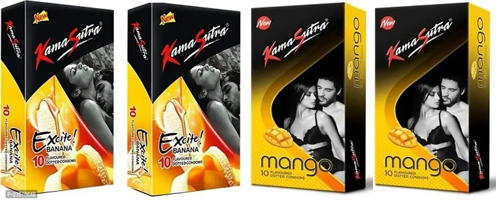 kamasutra banana  mango - Flavour Condom  ( pack of 4 -40 sheets )-thumb0