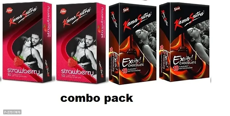 kamasutra  strawberry  chocolate -flover -condoms * pack of 4 -40 shets