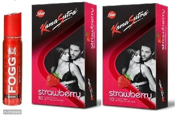 fogg charm 25ml Perfume STRAWBERRY FLOVER CONDOMS -2PICS -20 SHEETS ( PACK OF 3 )