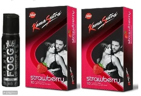 fogg charm 25ml Perfume STRAWBERRY  CONDOMS -2 PICS -20 SHEETS ( PACK OF 3 )-thumb0