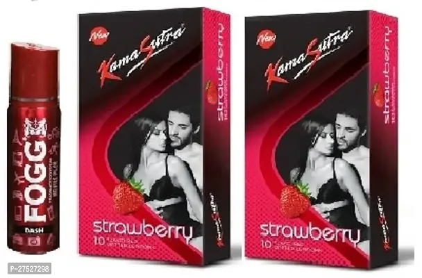 fogg charm 25ml Perfume strawberry condoms 2 pics -20 sheets ( pack of 3  )-thumb0